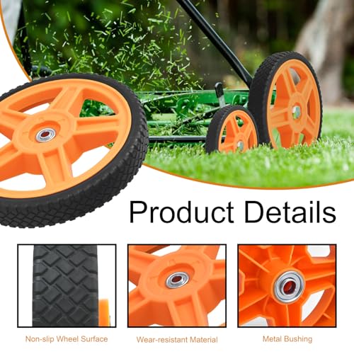 Antanker Lawn Mower Wheels, 6 inch Push Mower Plastic Wheels with Bolts & Nuts Fits Most Standard Lawn Mower Cart(2 Pack)