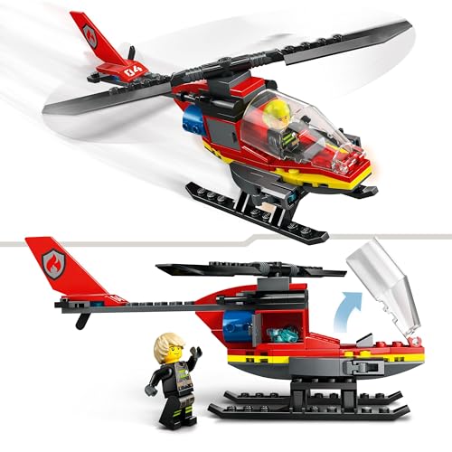 LEGO City ’Hélicoptère de Secours des Pompiers Ensemble de Construction avec Minifigurines de Pilote Pompier Cadeau pour Garçons et Filles de ou Plus Jeu Imaginatif 60411 - vue 3