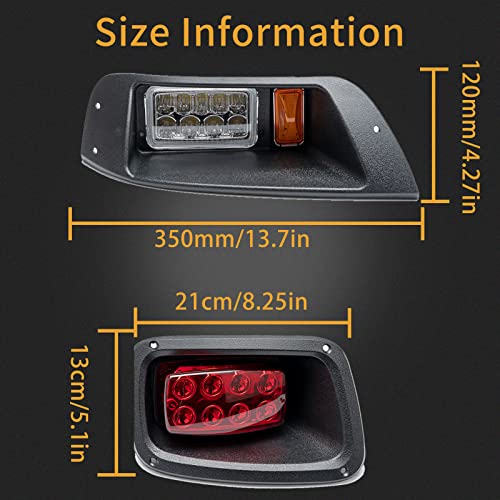 Mikafex Txt Headlight Tail Light Kit Assembly Compatible With Ezgo Txt Golf Cart Led Headlight Taillight Kit 1996-2013 Gas & Electric With Installation Instruction, Hy027 #TOP2