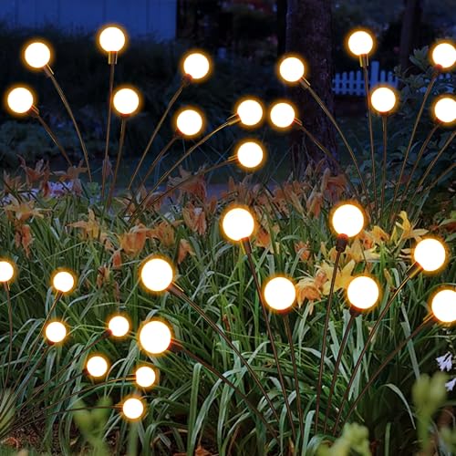 Kimuwote 4 Pezzi Luci Solari Esterno, 8 LED Lampade Solari Lucciole con Telecomando, 8 Modalità, Impermeabile, per Giardino, Balcone (Bianco Caldo)