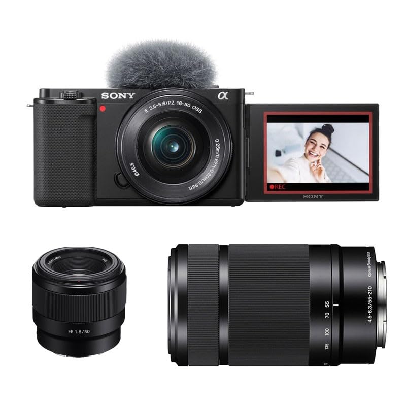 Kit de fotografía Personalizado Creado con SONY Alpha ZV-E10 Noir + 16-50 + 55-210 + 50mm