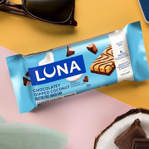 LUNA Bar Chocolatey Dipped Coconut, Gluten Free Snack Bars, 6ct | Plant-Based Protein Bars, 8g Protein, Non-GMO, Made with Organic Oats and Coconut - image 7