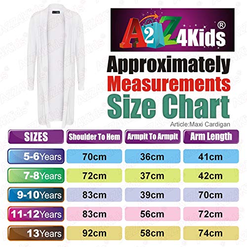 Kids Girls Long Sleeves Maxi Boyfriend Floaty Cardigan Ladies Open Front 5-13 Yr3