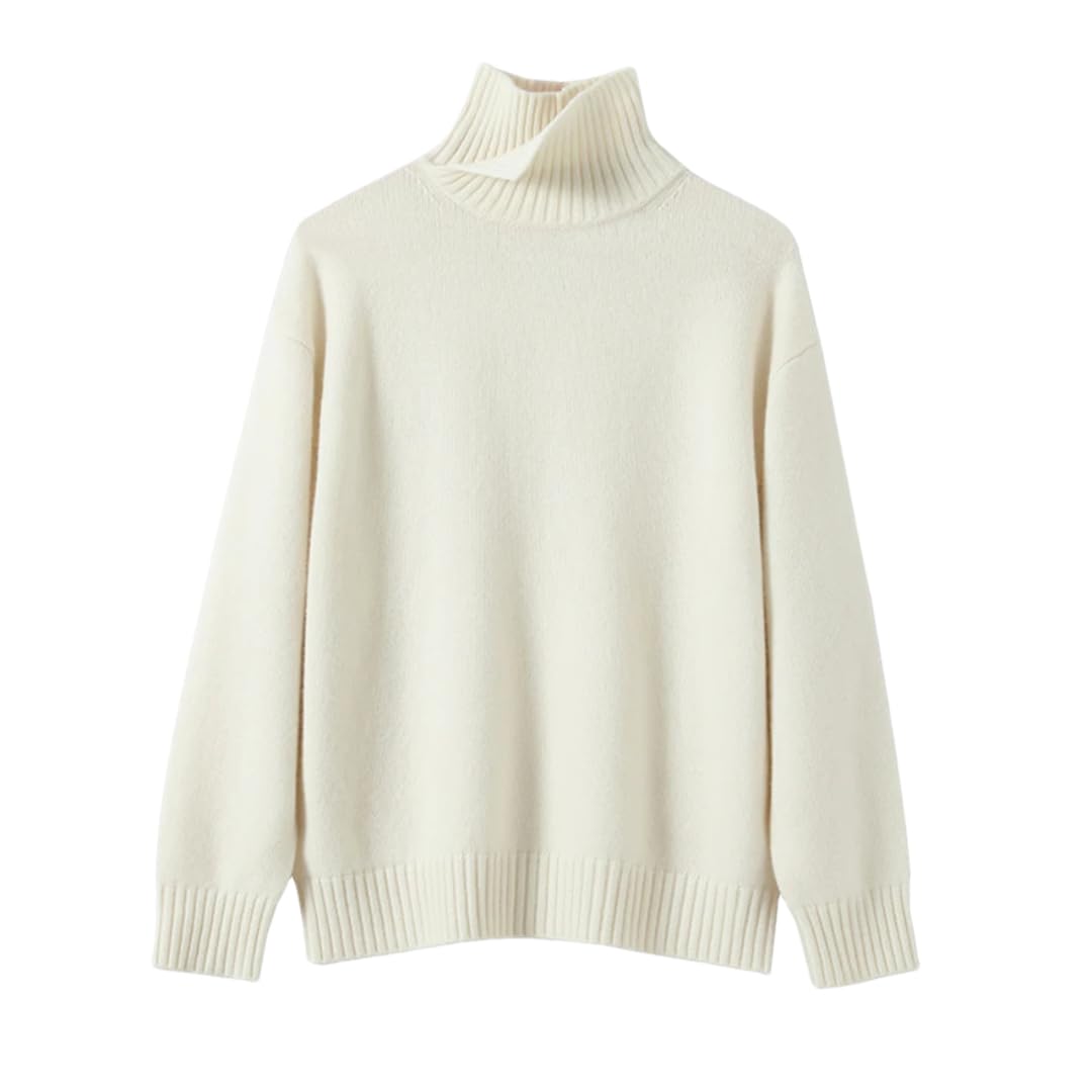 Damski sweter z golfem w jednolitym kolorze, oversize, sweter na co dzień
