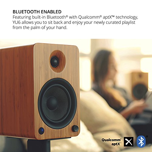 Image of Kanto YU6MG Powered Bookshelf Speakers with Bluetooth and Phono Preamp | Pair | Matte Grey