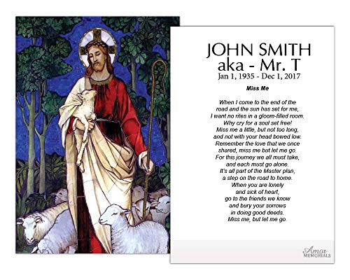 Amor Memorials Stationery Funeral Memorial Prayer Cards FPC1037EN Good Shepard