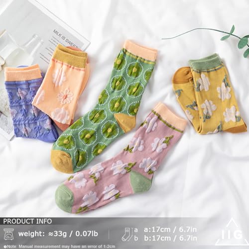 Image of IIG Womens Novelty Cotton Crew Socks Cute Animals Socks Fun Flower Socks (fit women's shoe size 5-9)