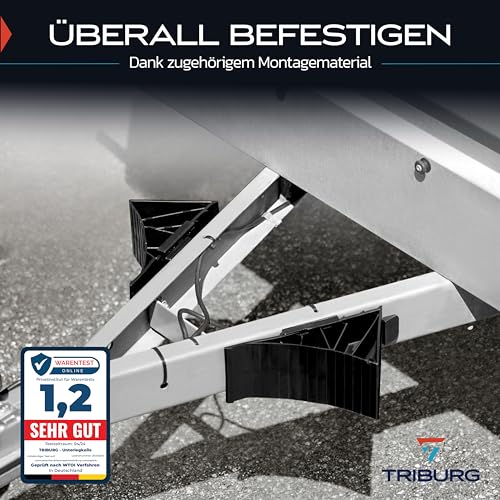 Unterlegkeile inkl. Halter Warentest SEHR GUT [2er Set] mit Montagematerial - Bremskeile für Anhänger und Wohnwagen,Wohnmobil - Anhänger Unterlegkeile bis 1600kg Achslast