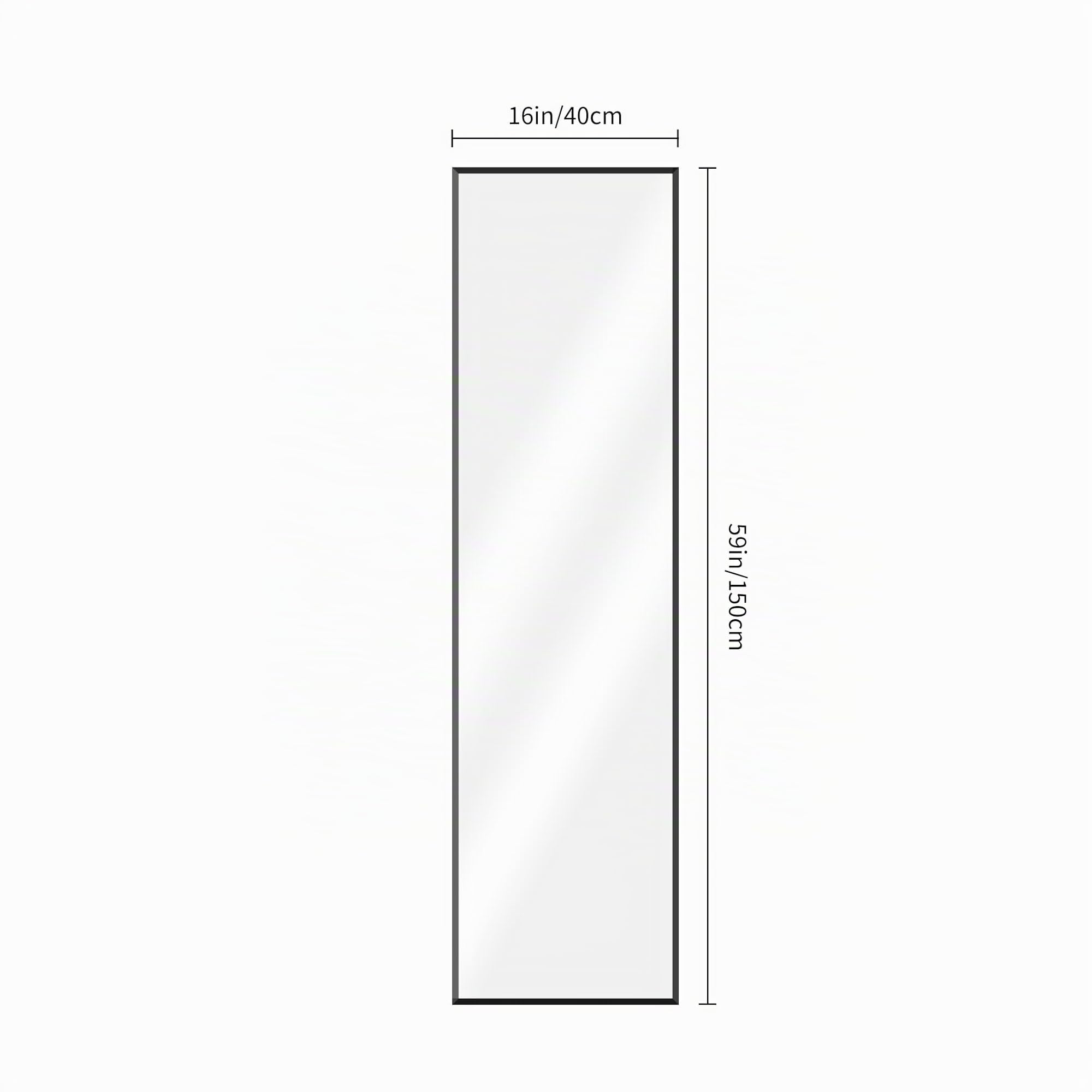 Specchio da Terra, 150 x 40 cm Specchio Rettangolare con Cornice in Alluminio Nero per Bagno, Camera da Letto, Ingresso e Corridoio