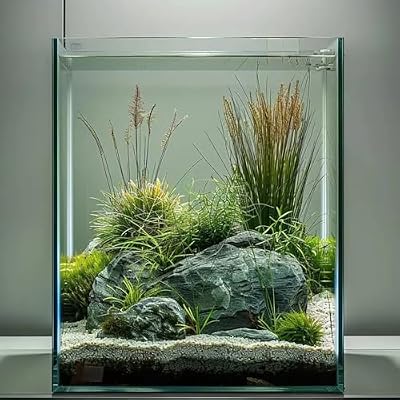 Vimvins 2 Gallon Glass Fish Tank, Easy to Maintain Small Aquarium for Betta/Snails/Shrimp and Aquatic Planting.