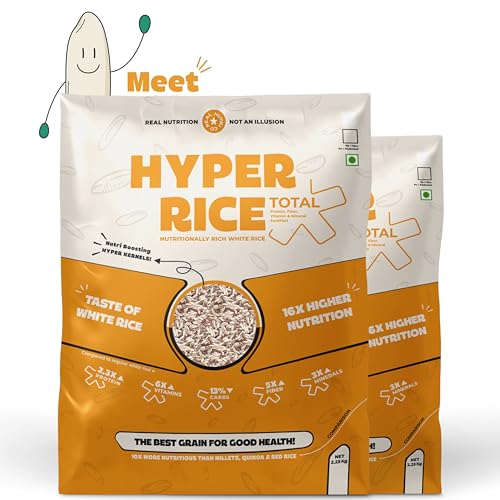 Image of RealNutriCo Hyper Rice, 2X High Protein Rice 4.5 kg | Low Carb High Dietary Fiber White Rice | For Whole Family | Better Portion Control | Non GMO | 14X Nutrition Boost
