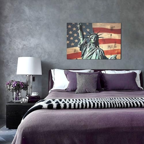Peintures Statue de la Liberté et drapeau américain tableau moderne