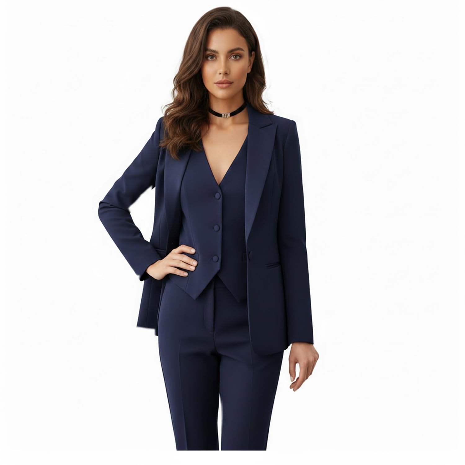 Women's Suiting Pantsuit Business Casual Outfits Women Office Pant Suits 3 Piece Set