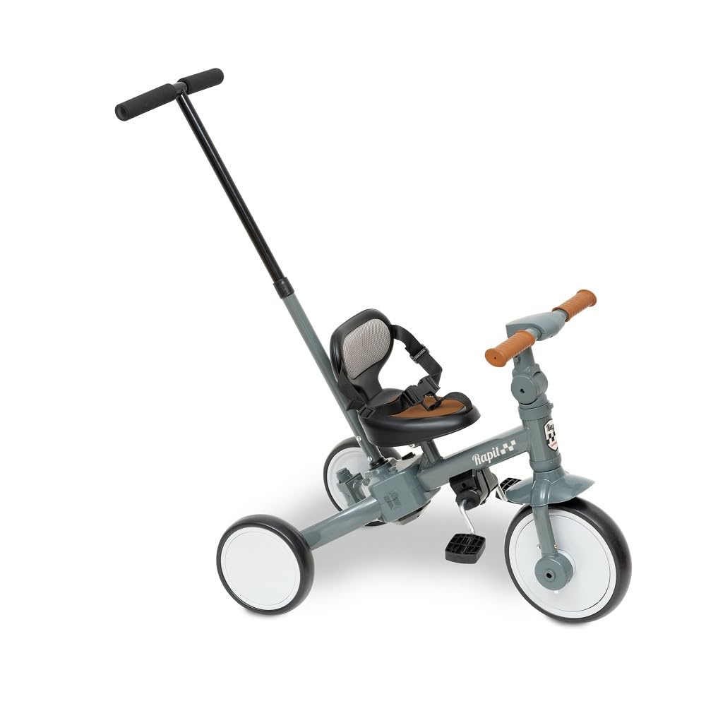 Interbaby Triciclo Evolutivo Bebé 5 en 1 | Triciclo Bebé 1 Año Convertible en Bicicleta sin Pedales | Bici Bebé y Correpasillos 1-5 Años | Ajustable, Transformable y Estable (Gris)