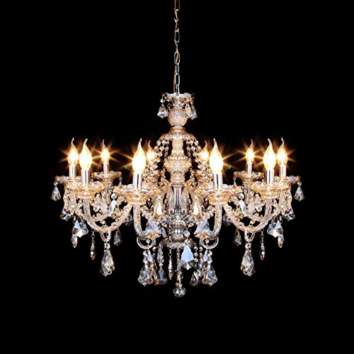 Ding Lustre européen en Cristal de Bougie 10 Ampoules allumant for Le Salon de Chambre à Coucher de Couloir de Villa, Couleur de Cognac (Color : Cognac Color, Size : 10 Bulbs)
