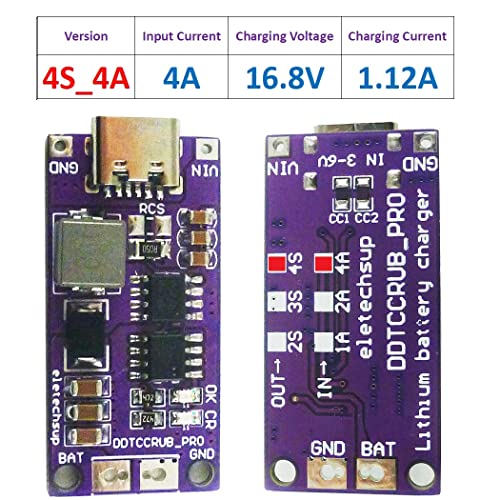 Eletechsup 4Cell 4A Type-C to 16.8V LiPo Li-Ion Battery Pack Portable Charger DIY Outdoor Emergency Power Supply Solar Panel (4)