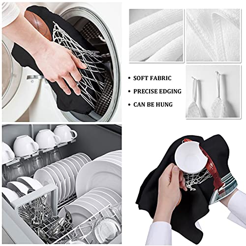Zfuncing Kitchen Towels Dish Cloth 2 Pack Basketball Under The Hoop Soft Absorbent Dish Towel Reusable Cleaning Cloths Tea Bar Hand Towels Sports Theme Black Back Drying Dishcloth For Dishes #TOP4