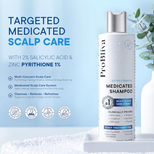 Image of ProBliva Anti Dandruff Shampoo & Spray Set for Scalp Care: Antifungal Shampoo & Scalp Treatment for Psoriasis, Folliculitis, Dandruff & Seborrheic Dermatitis - Relieves Itch, Dryness, Flaking