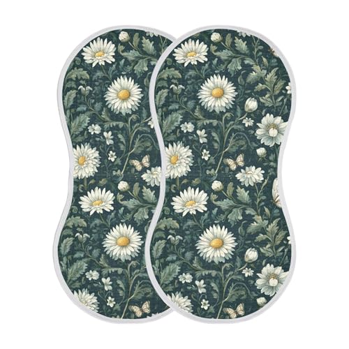 xigua Daisies and Chrysanthemums Baby Burp Cloths for Newborn Boys and Girls 1 Pack, Soft & Absorbent Cotton Baby Burp Cloth, Baby Washcloths, Newborn Towel, Burp Rags2