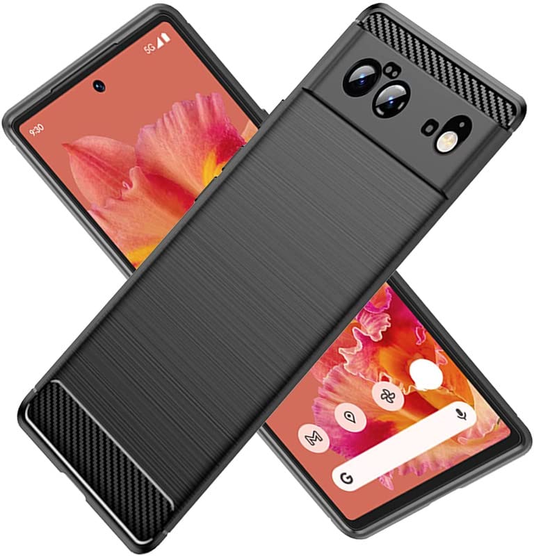 Image of NPRC Hybrid Ultra Slim Protective Case TPU Non-Slip Carbon Fiber Texture Shockproof Case Cover for Google Pixel 6 - Black