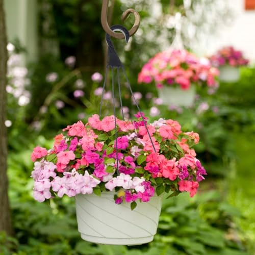 Image of balacoo Hanging Basket Hooks 5-Pack Plastic Flower Pot Hangers for Outdoor Balcony Garden Patio with Swivel Design and Strong Load-Bearing Capacity