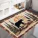 Bear Rug Mat Farmhouse Bathroom Rugs Animal Black Bear Forest Trees Rustic Cabin Carpet Camping Bath Rug Sets for Bathroom Bedroom Kitchen Outdoor Indoor 16X24 Inch