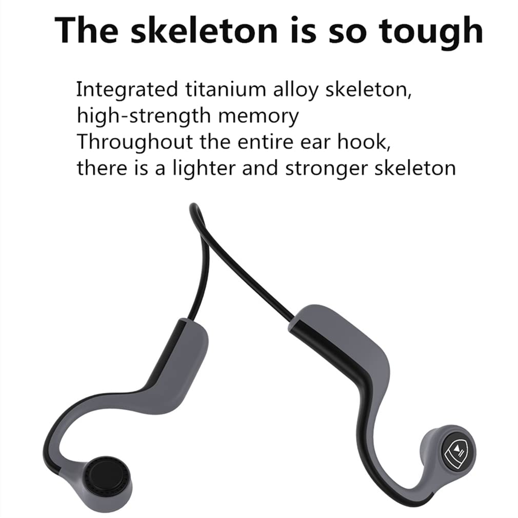 Kości przewodzący słuchawki Bluetooth Open Ear Wireless HIFI Stereo Słuchawki z mikrofonem, do sportu Fitness Cycling Bieganie jazdy,Gray
