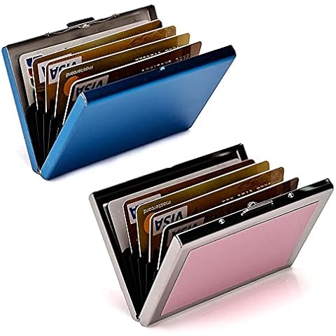 EASTNIGHTS (Bundle of 2 Sets) - RFID Credit Card Holder Metal Business Card Case for Men or Women Cover