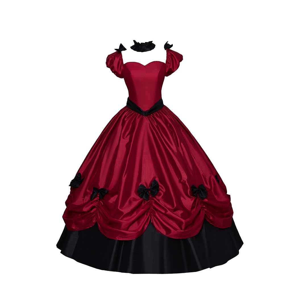 Photo 1 of Women's Gothic Victorian Rococo Dress Civil War Southern Belle Tea Party Ball Gown Medieval Evening Dress (Red, L)