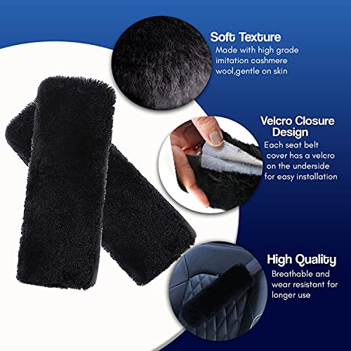 Zone Tech 12V Plush Faux Sheepskin Heated Steering Wheel Cover - Black