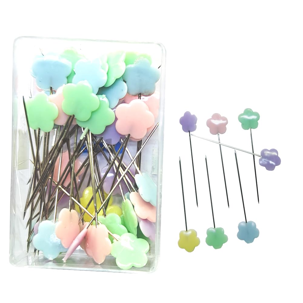 50 Pcs Multicolor Straight Quilting Pins for Crafting, Dressmaking, and Other Crafts - Big Sun Flower Type Positioning Markers-image-29