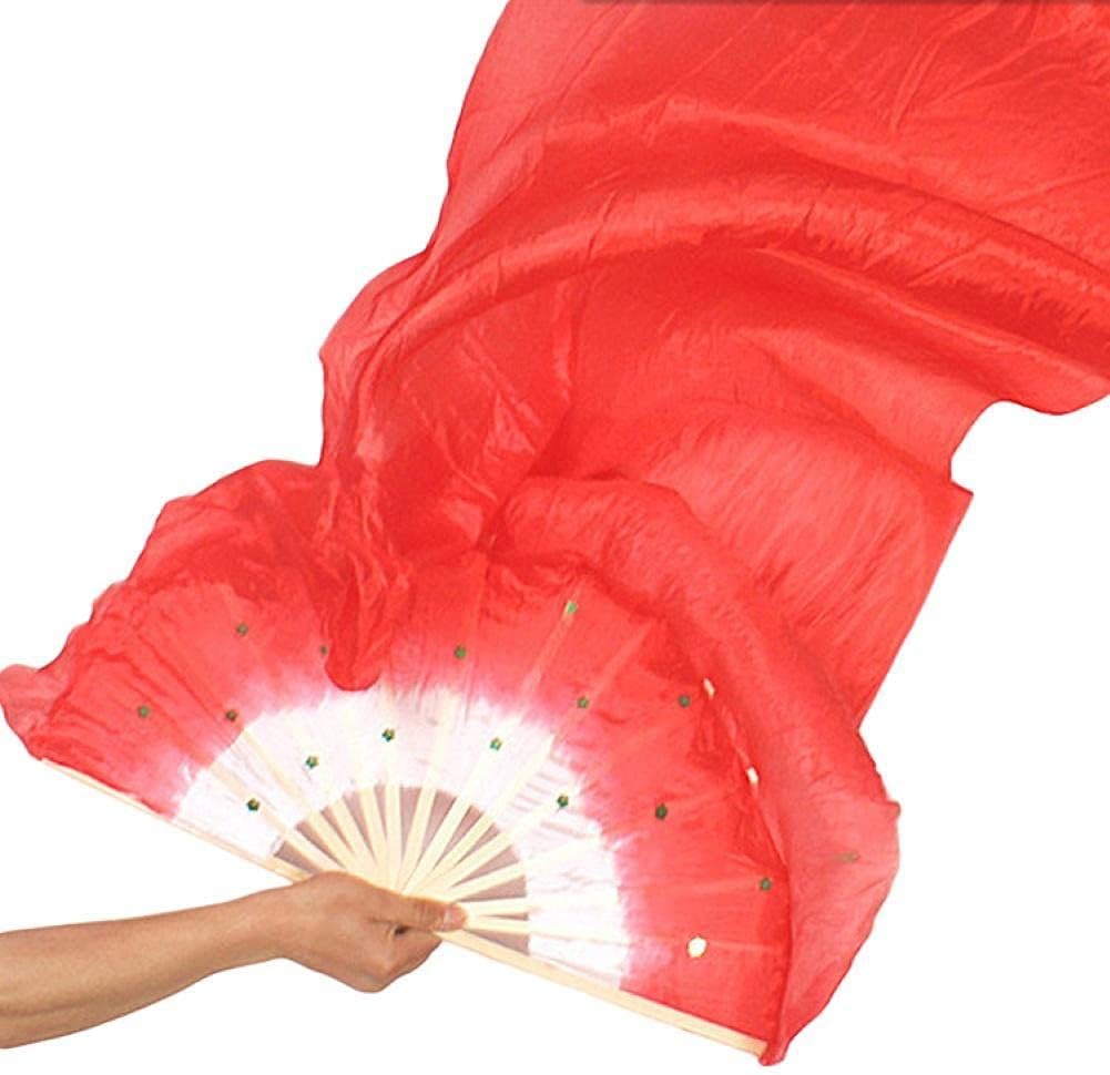 Long Silk Fans，Fan Veils 1.5m Dance Kung Fu Tai Chi Square Dancing Fan Stage Performance Props Party Festival (Color : Blauw) (Color : Blu)(Rood)