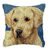 16.9''X16.9'' Latch Hook Rug Kits DIY Pillow Mat Rug Making for Kids Adults Beginners,Dog