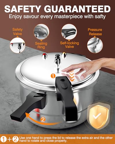 Image of WantJoin 4QT Aluminum Pressure Cooker w /Release Valve & Multiple Protective Devices,Pressure Canner Compatible with Gas & Induction Cooker,Canner Rack Included