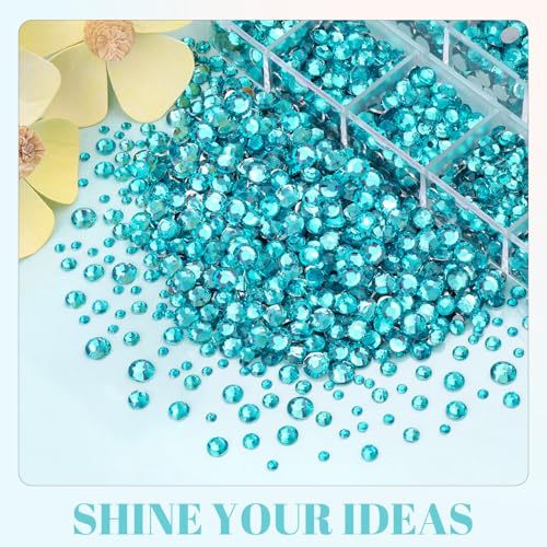 Image of 6100Pcs Resin Rhinestones for Crafting with 2Pcs 10ml B7000 Jewelry Glue, 1 Box Flatback Crystals Diamond (Teal Blue) for Bedazzling Crafts DIY Nail Art,Non Hotfix Gems for Clothing Shoes Tumblers