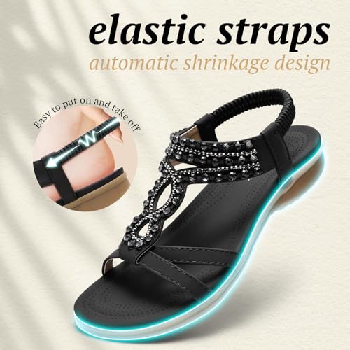 Image of Littleplum Womens Sandals Comfort Arch Support Sandals Summer Walking Shoes Casual Ankle Elastic Flip Flops Shoes
