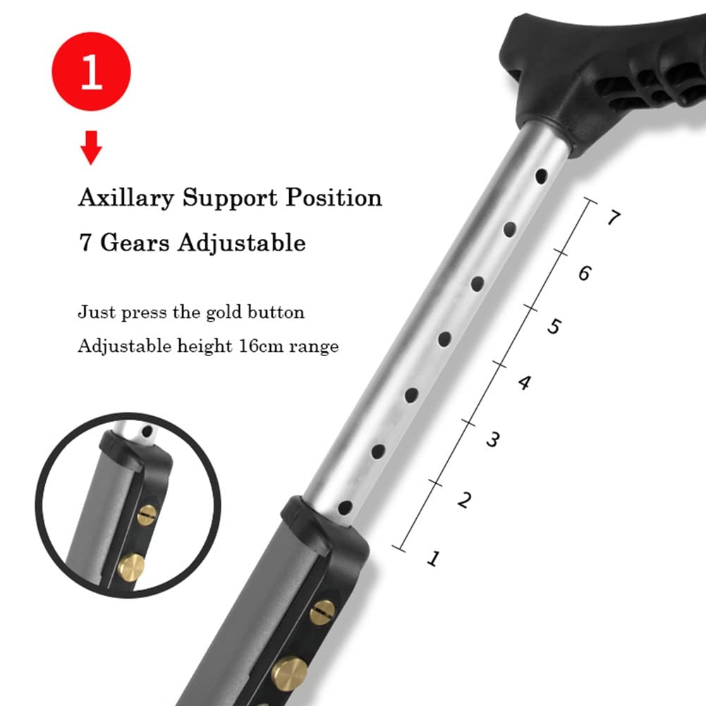 NGD Muletas Ortopédicas de Aluminio-Regulables en Altura,Muletas Axilares Retráctiles para Adultoscon Reflector y Contera Antideslizante,Agarre Cómodo,Soporta hasta 250kg (Color : Blue)