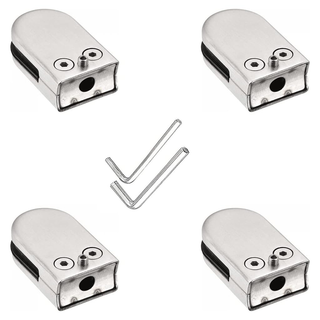 Abrazaderas de cristal de acero inoxidable con acabado curvado y alta resistencia
