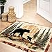 Bear Rug Mat Farmhouse Bathroom Rugs Animal Black Bear Forest Trees Rustic Cabin Carpet Camping Bath Rug Sets for Bathroom Bedroom Kitchen Outdoor Indoor 16X24 Inch