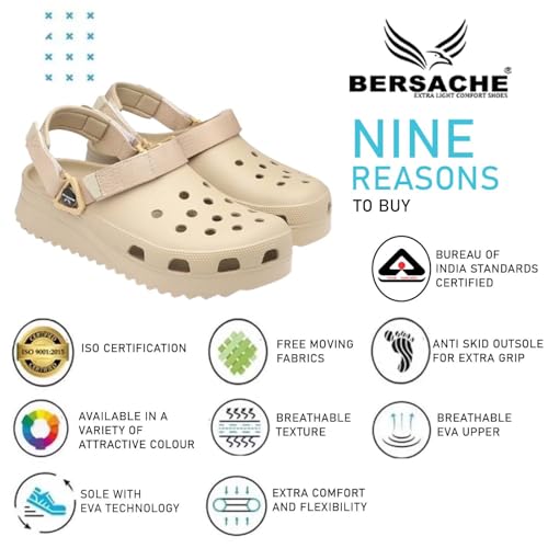 Image of BERSACHE Extra Soft Classic Casual with Regular wear with Ultra Soft & Flexibility Technology Clog for Men's /Boy's Beige