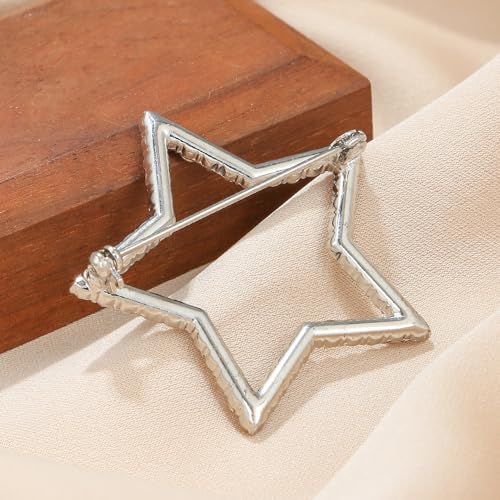 Image of Full Crystal Love Heart Brooch Pin Shining Rhinestone Hallow Heart Lucky Star Lapel Pin Sparkling Heart Pin Dainty Star Brooch Christmas Valentine's Day Gift Women Girls Wedding Party Ceremony Clothes Accessories