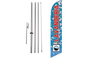 Lavanderia Laundromat Spanish Advertising Feather Banner with Pole Kit