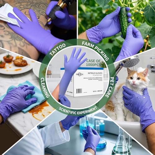 Image of FINITEX Nitrile Disposable Medical Exam Gloves Ice Blue 3.2mil Cleaning Food
