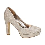 Sohle: Sonstiges Material Klassische Damen Glitzer Pumps Stilettos High Heels Plateau Abend Schuhe Bequem 315 (40, Gold)