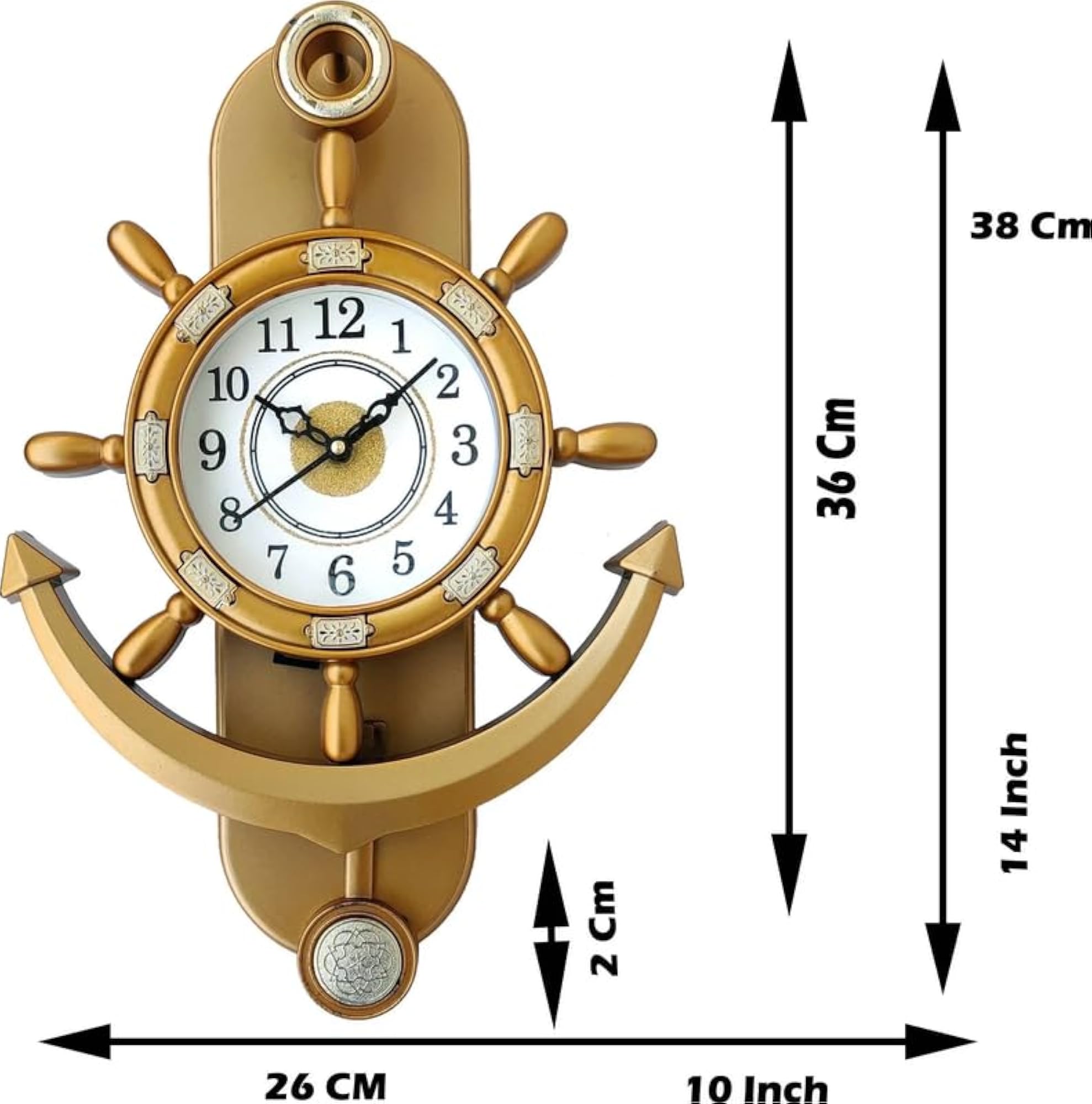 Designer Decorative Premium Ship Anchor Shape Pendulum Wall Clock