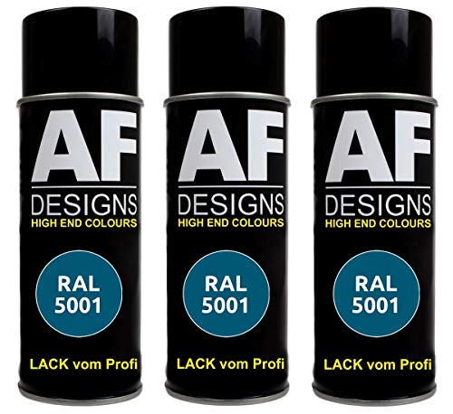 Alex Flittner Designs 3X Ral Pintura en Espray Pintura Coche Laca Colorida Lata de Aerosol RAL5001 Gruenblau Mate