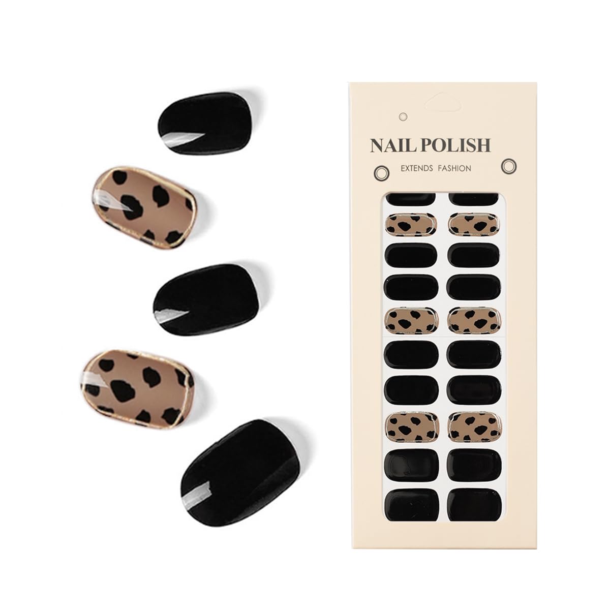 NAILDOKI Nail Stickers 20 Pieces Full Wraps Nail Polish Strips, Self-Adhesive Gel Nail Art Decals for Women Girls