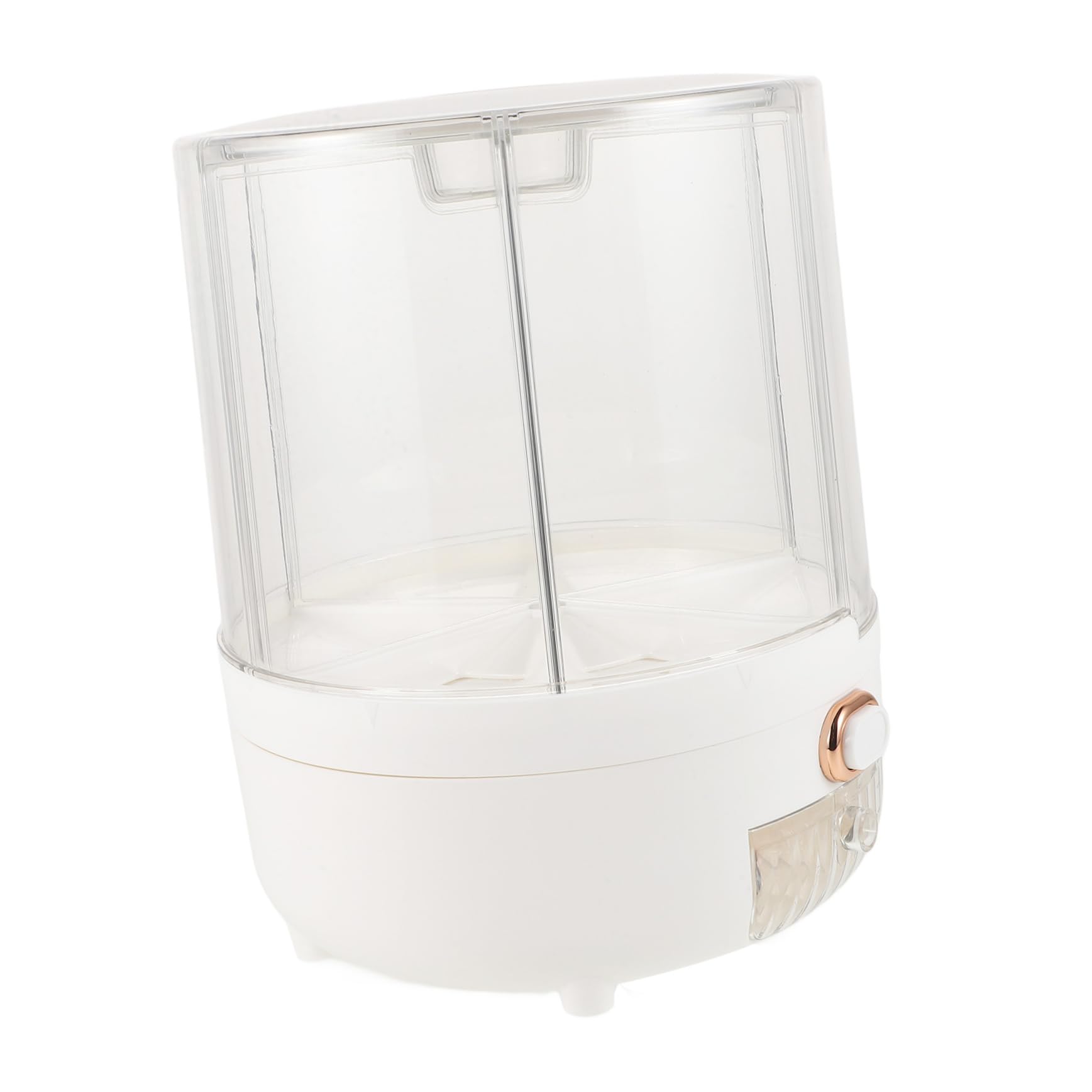 OKUMEYR Rotating Rice Dispenser with Compartments Airtight Grain Storage Container for Cereal Oatmeal Beans Transparent Organizer for Kitchen Use and Pantry Storage
