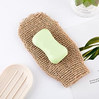 FRAVA Hemp Exfoliating Mitt, Bath Glove, Body Scrubber, Back Scrub, Loofah. Made From 100% Natural Hemp. Eco Friendly. Perfect for the Shower or Bath (1 Piece). Visibly Lift-Away Dead Skin