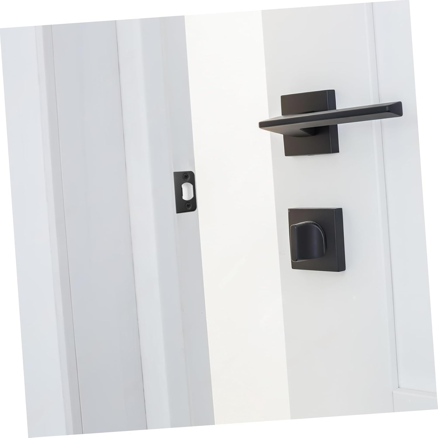 4 Pack Black Stainless Steel Door Strike Plates with Screws
